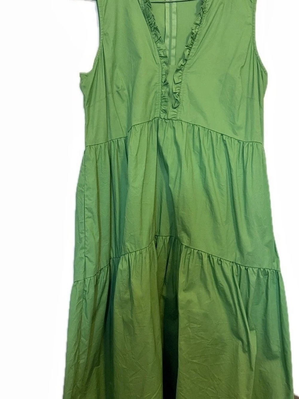 London Times Green Tiered Maxi Dress Size 8 Like New